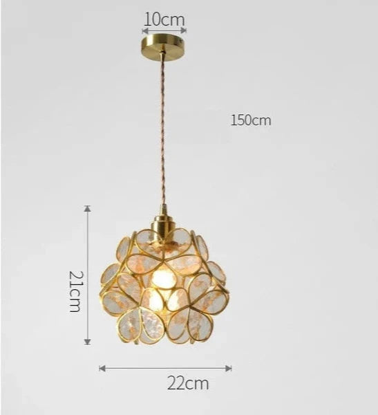 Glass Flower Mini Copper Chandelier